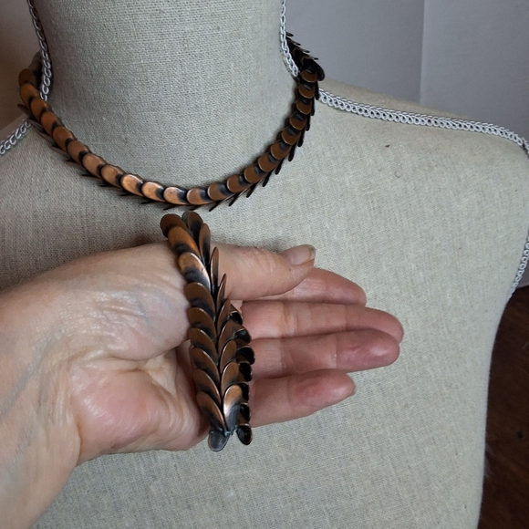 Rare Vintage Frank Rebajes Copper Necklace and Bracelet Set - Picture 4 of 15